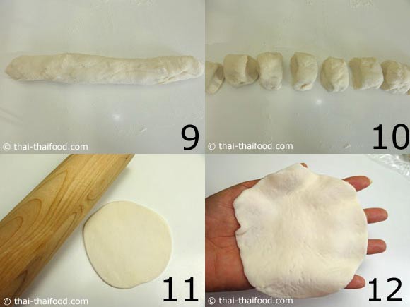 นำแป้งมารีดให้แบนๆขนาดเท่าฝ่ามือ