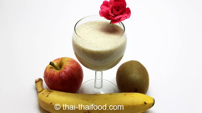 น้ำกล้วยกีวีแอปเปิ้ลโยเกิร์ตปั่น-banana-kiwi -apple-yogurt-smoothie