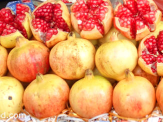 ทับทิม (Pomegranate) ผลมีทรงกลมมีจุกด้านบน เปลือกหนาผิวเรียบเกลี้ยง ผลสีแดงอมเหลือง มีเนื้อชุ่มน้ำสีแดง สีชมพูอมแดงหุ้มเมล็ดอยู่ รสชาติหวานหรือหวานอมเปรี้ยว